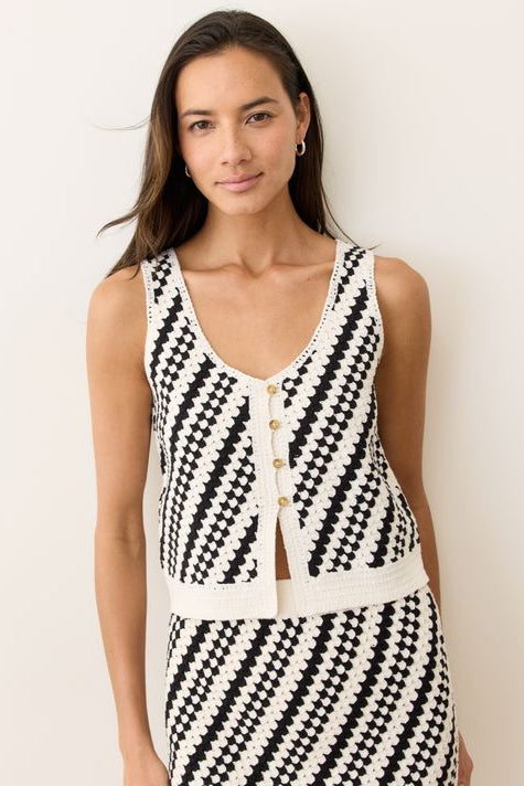 Oasis Sweater Tank- Black/Cream Stripe