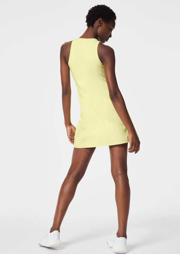 The Get Moving Zip Front Dress- Lemon Lime