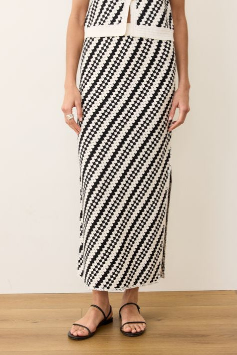 Sands Sweater Skirt- Cream/Black Stripe