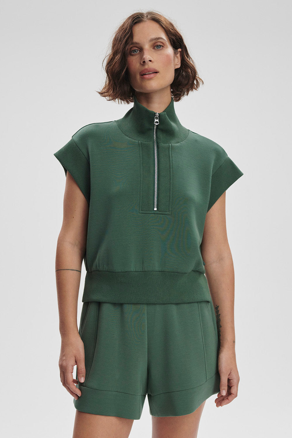 Kelly Half Zip Sweatshirt- Cilantro