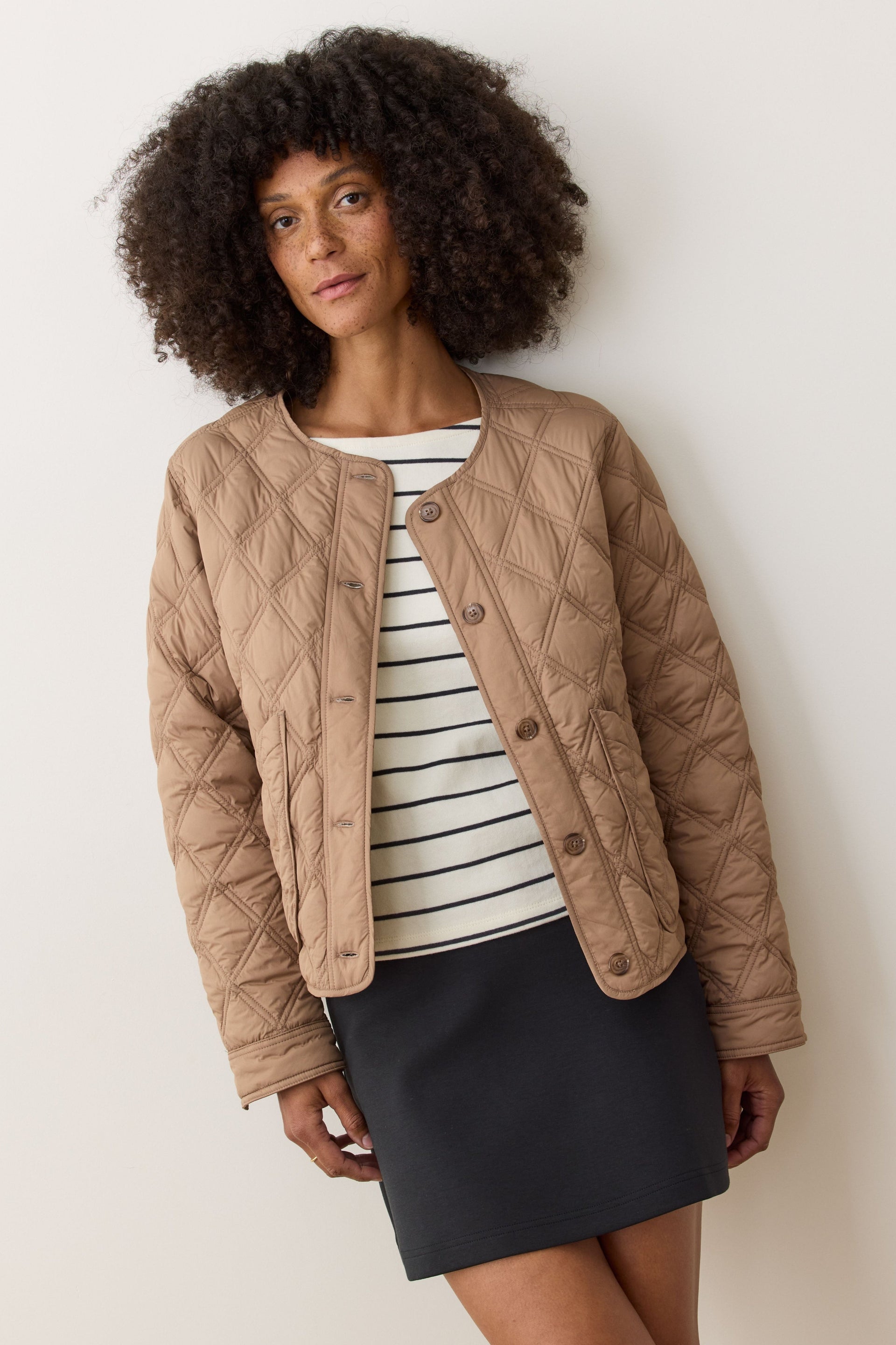 Marina Quilted Liner Jacket- Caramel