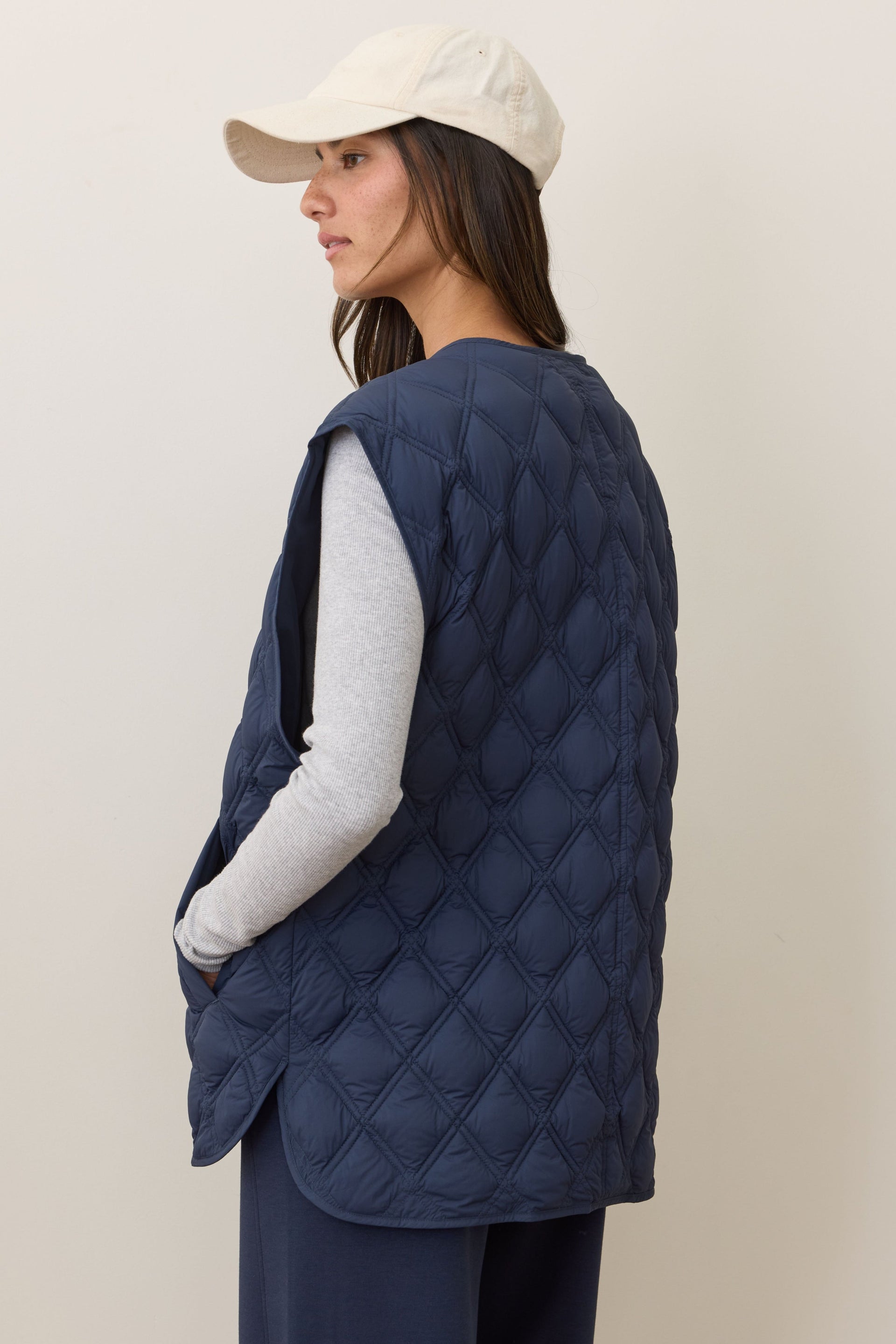 Marina Quilted Vest- Navy