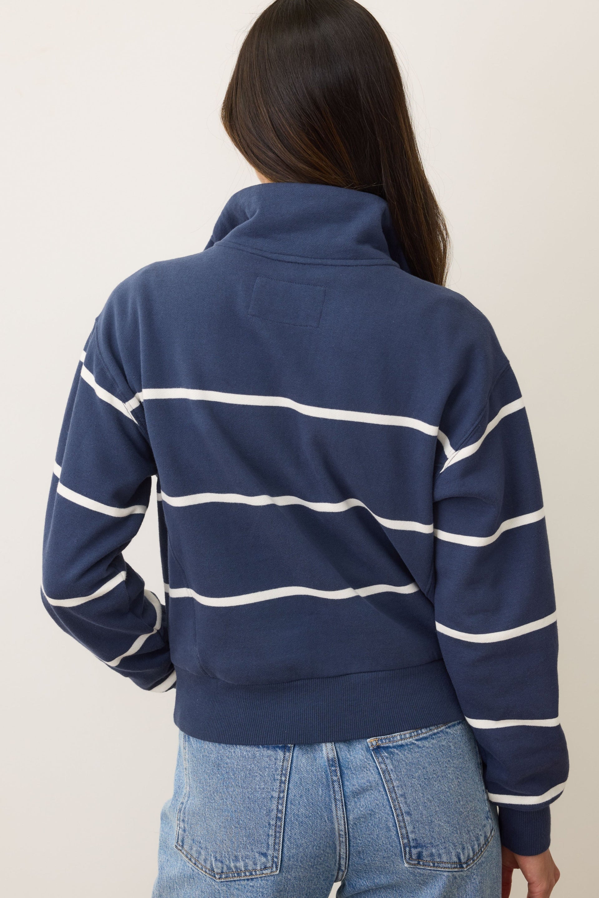 Cloud 9 Fleece Half Zip- Navy/White Stripe