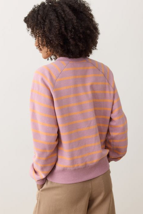 Cloud 9 Fleece Reversible Crewneck- Lilas/Orange Stripe