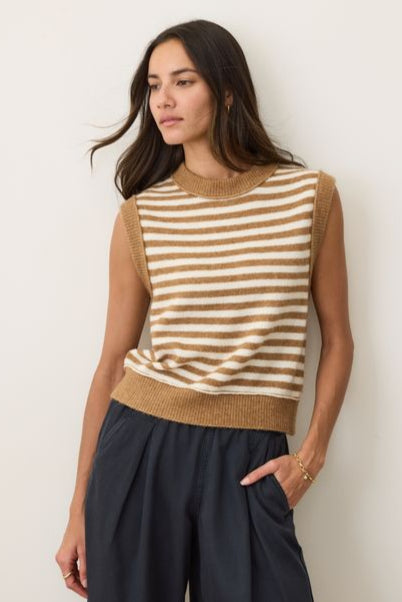 Sausalito Sweater Vest- Nutmeg Stripe