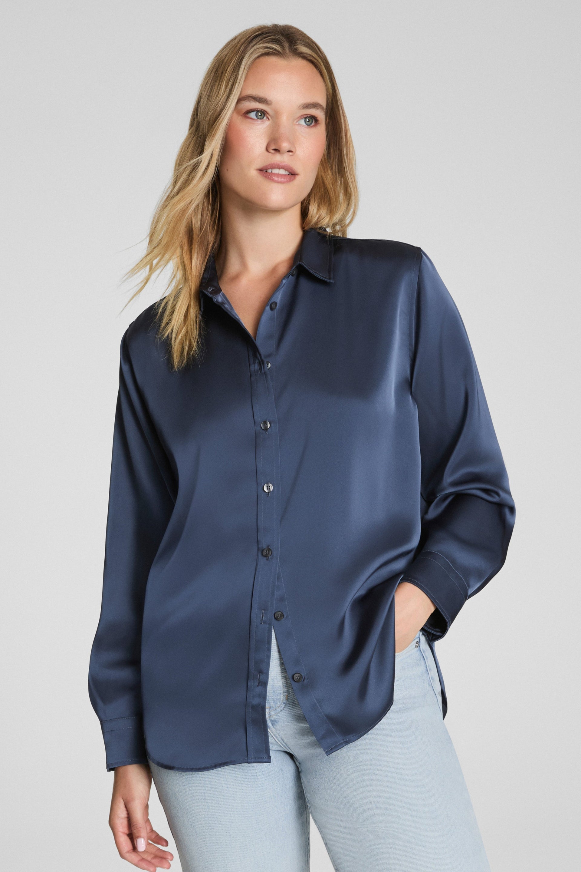Better Than Silk Button-Down- Earth Stone