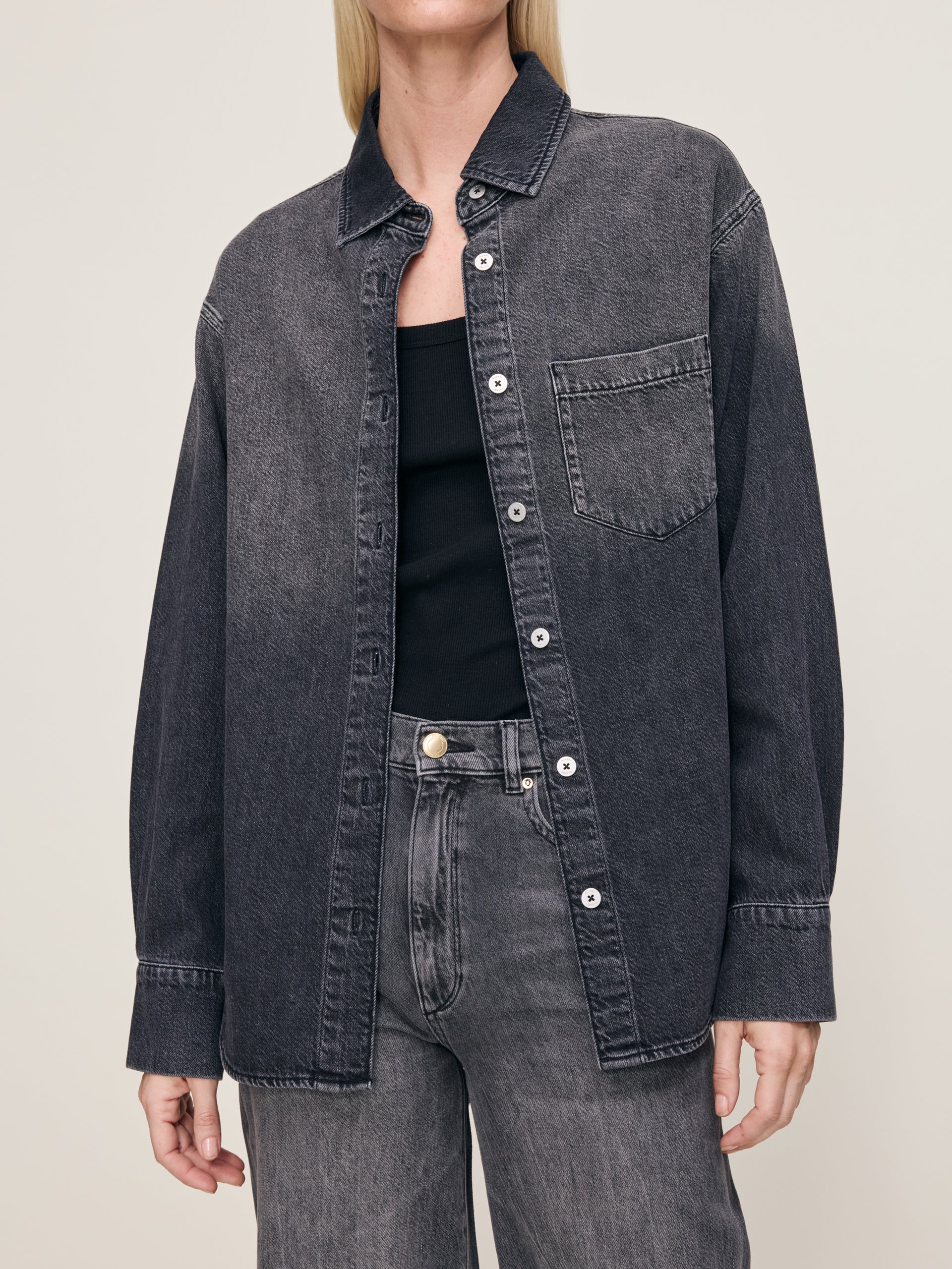 Faye Denim Shirt Jacket- Nightshade