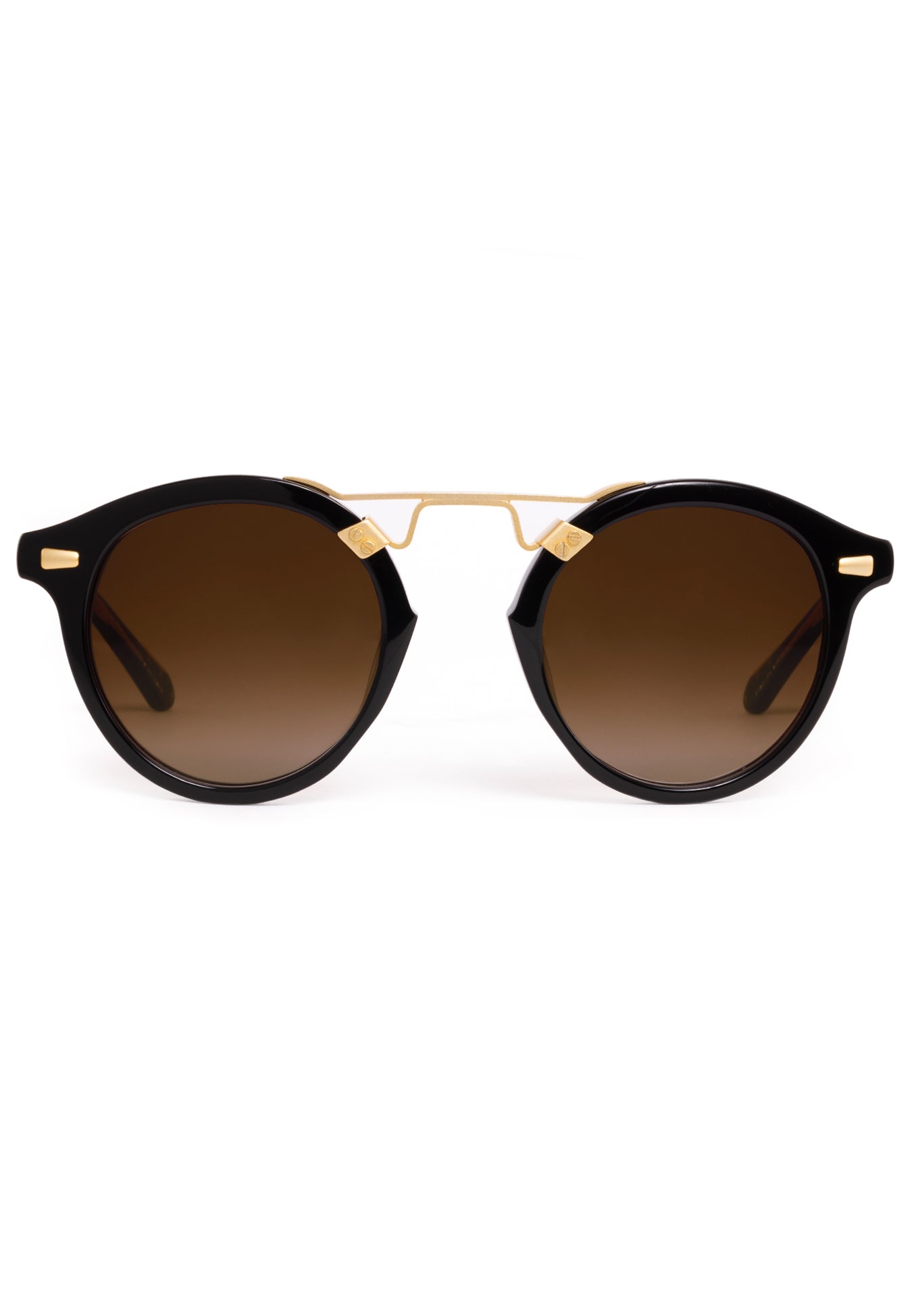 Stl 2 Round Aviators- Black + Black Tea 18K