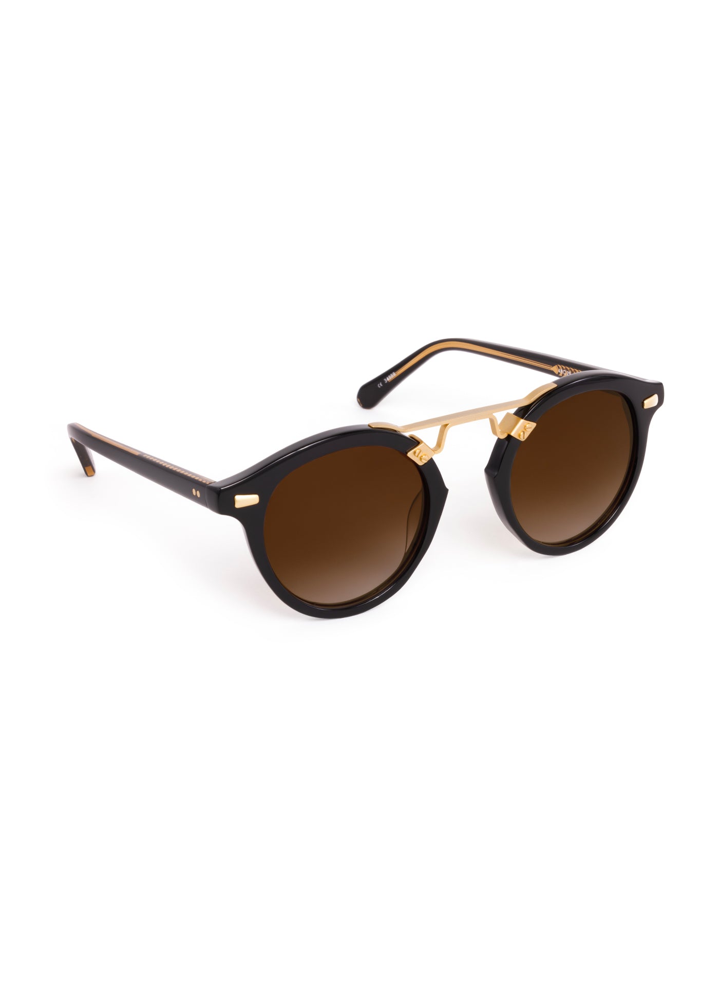 Stl 2 Round Aviators- Black + Black Tea 18K