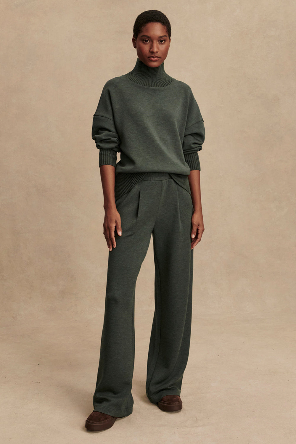 The Extra Wide Leg DoubleSoft Pant- Olive Marl