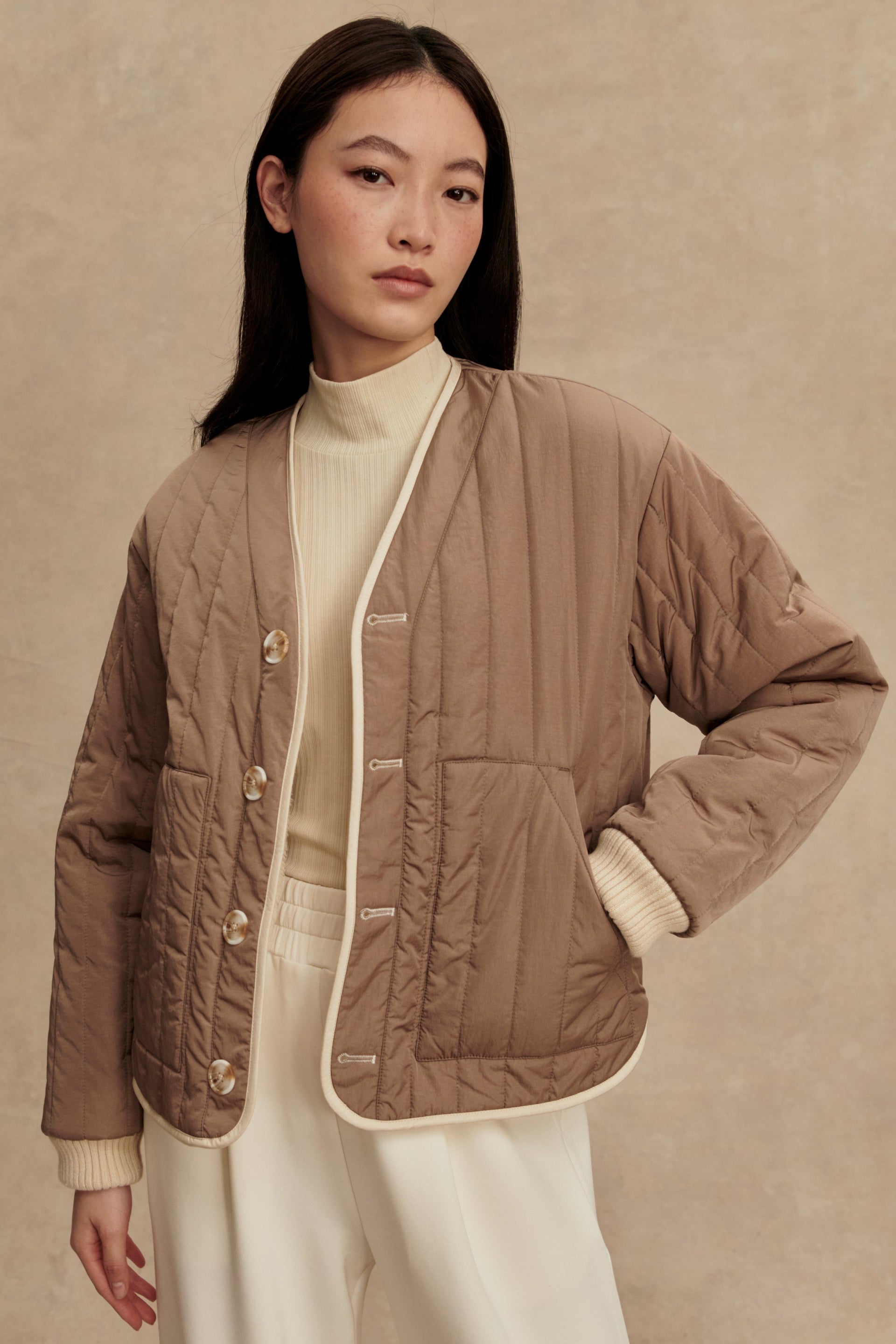 Drew Reversible Jacket- Sandshell/ Ash Taupe