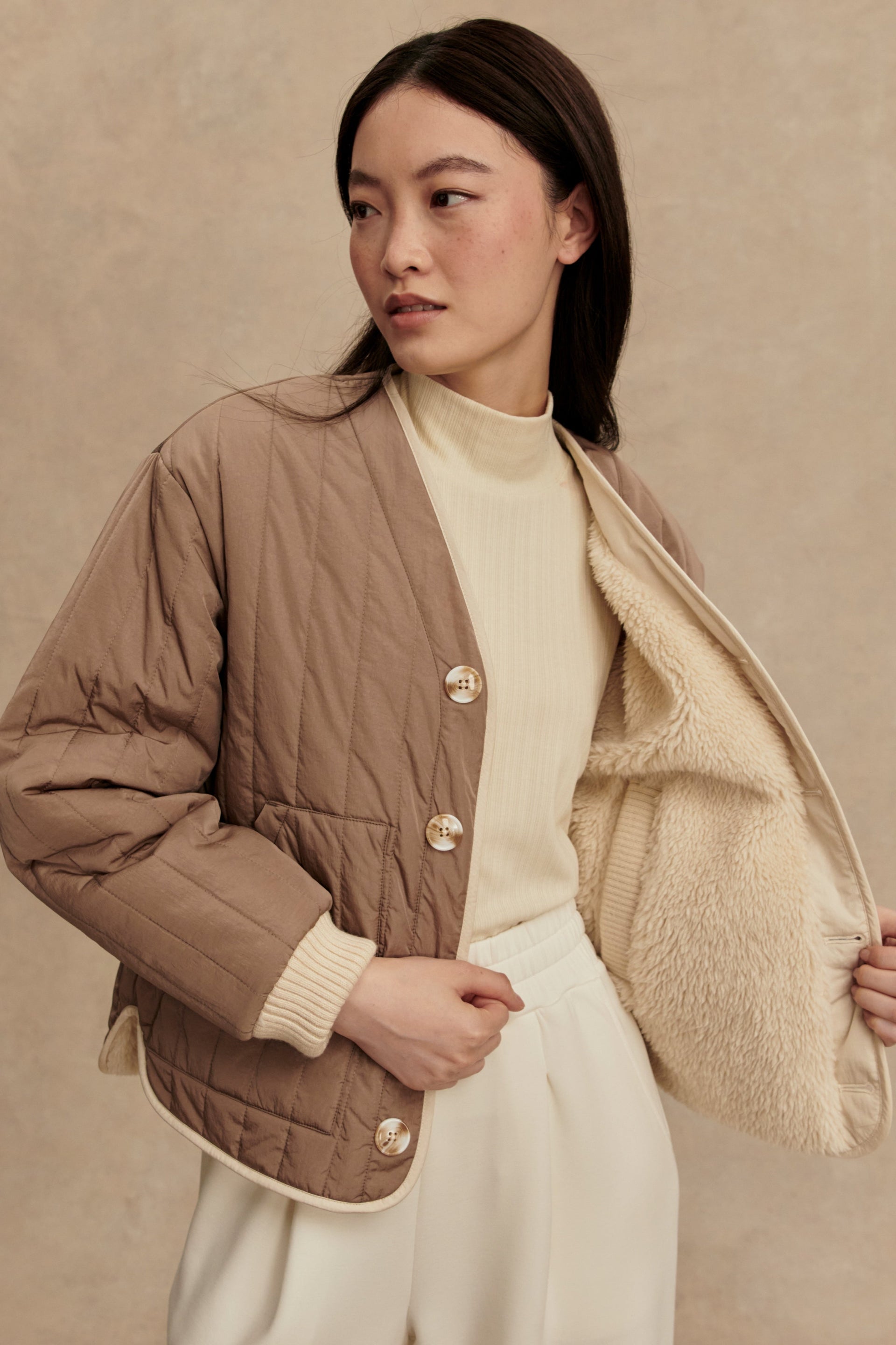 Drew Reversible Jacket- Sandshell/ Ash Taupe