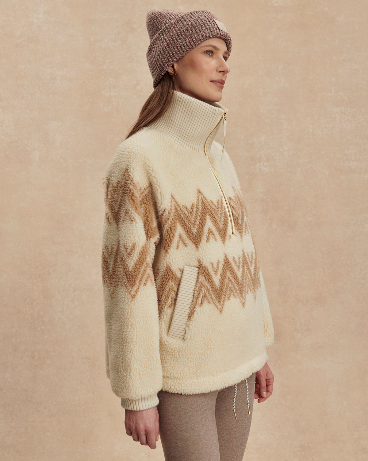 Hendrik Half Zip Sherpa- Egret