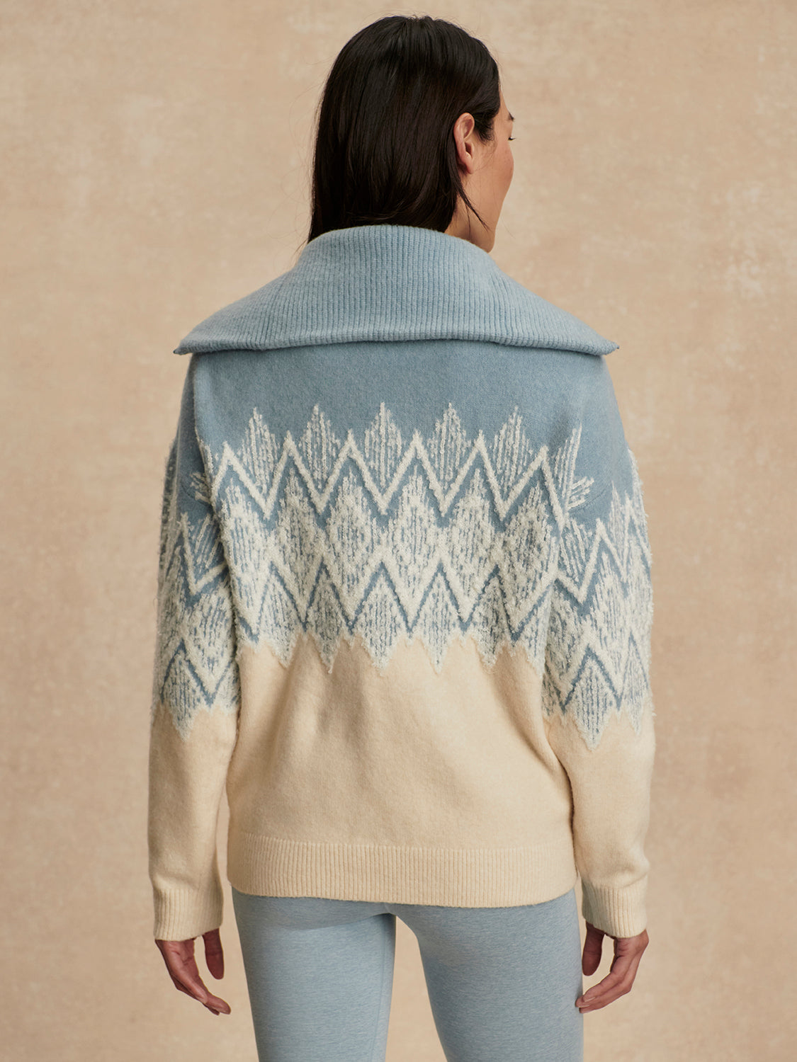 Hedda Fairisle Half Zip- Ashley Blue