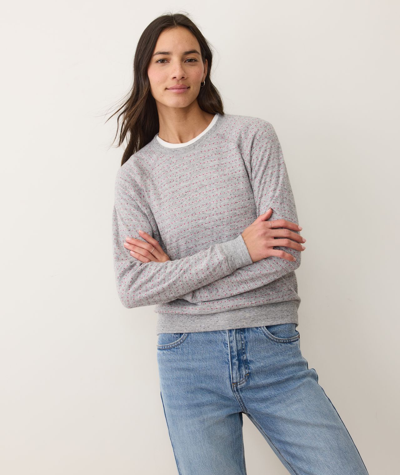 Reversible Raglan Sweatshirt- Heather Grey/Pink