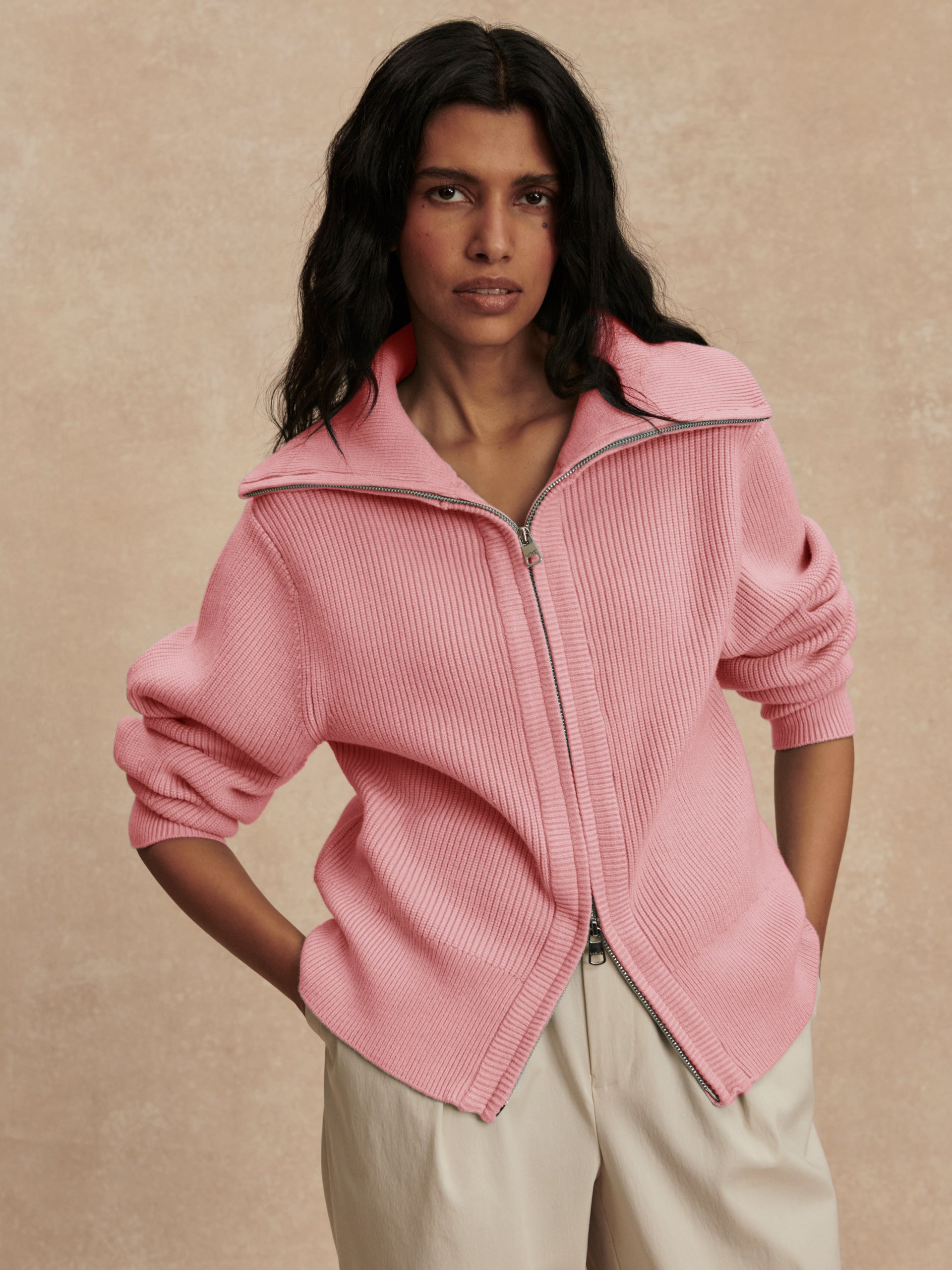 Enrico Knit Jacket- Sea Pink