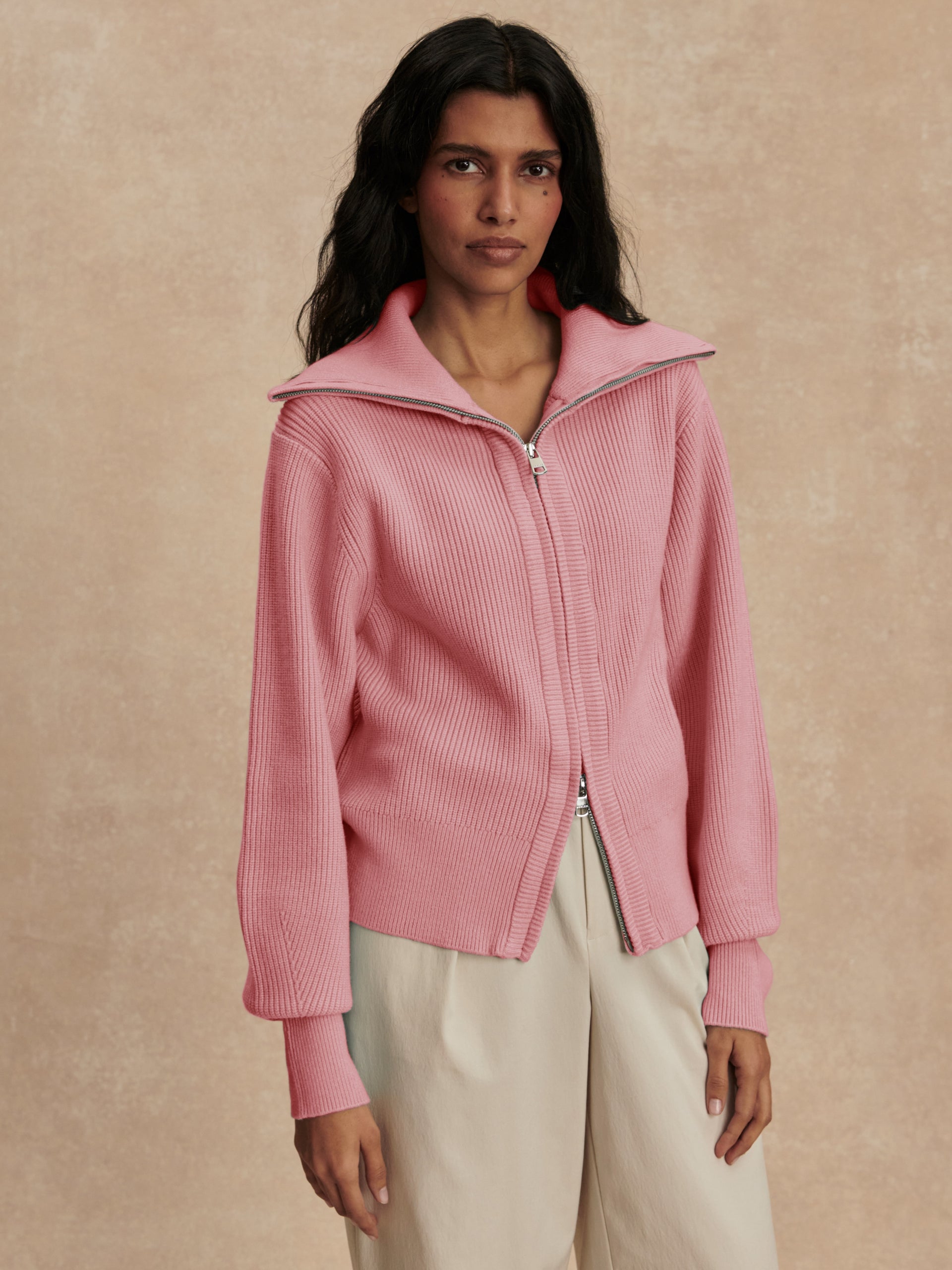 Enrico Knit Jacket- Sea Pink