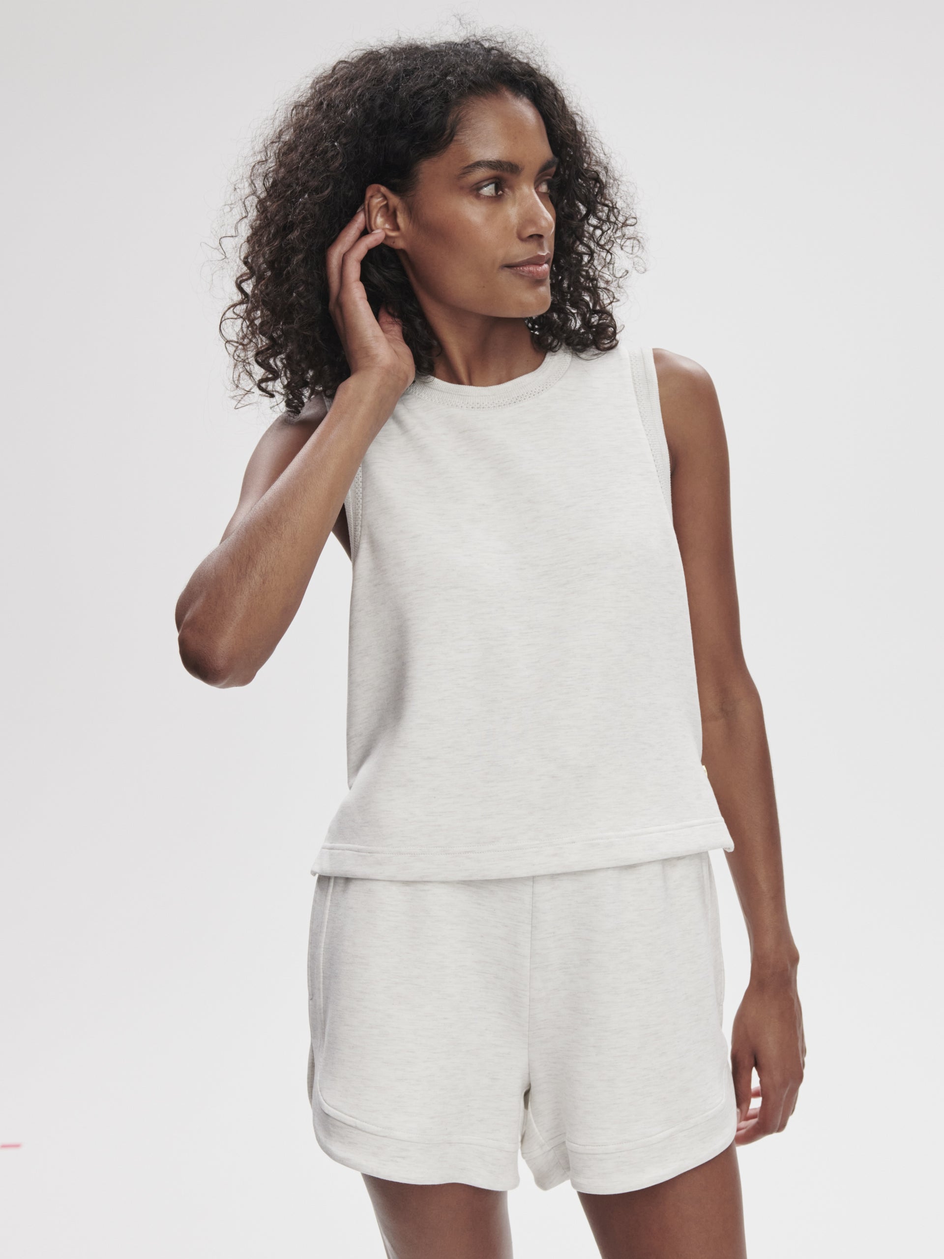 Shea Crop Tank- Ivory Marl