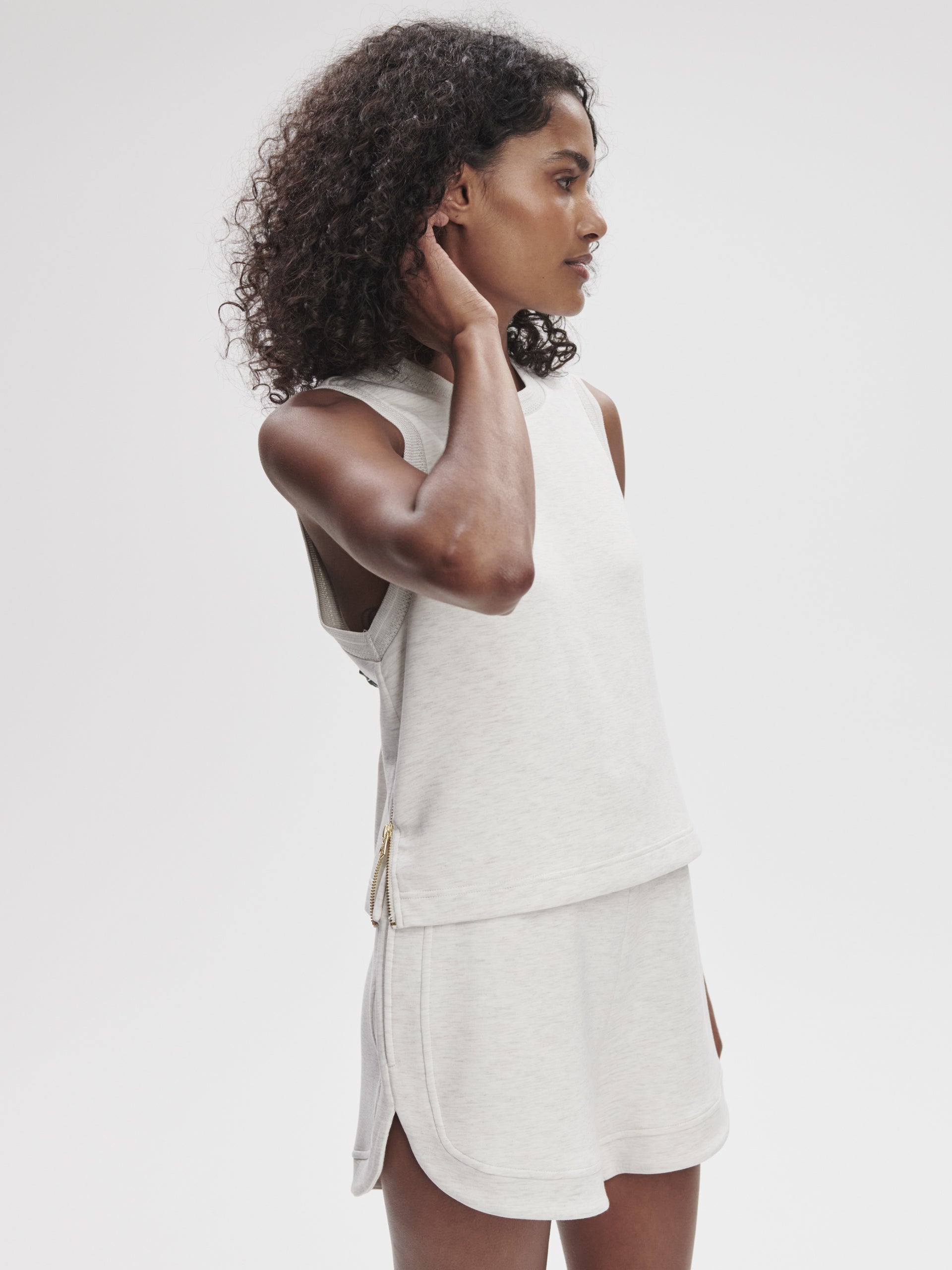 Shea Crop Tank- Ivory Marl