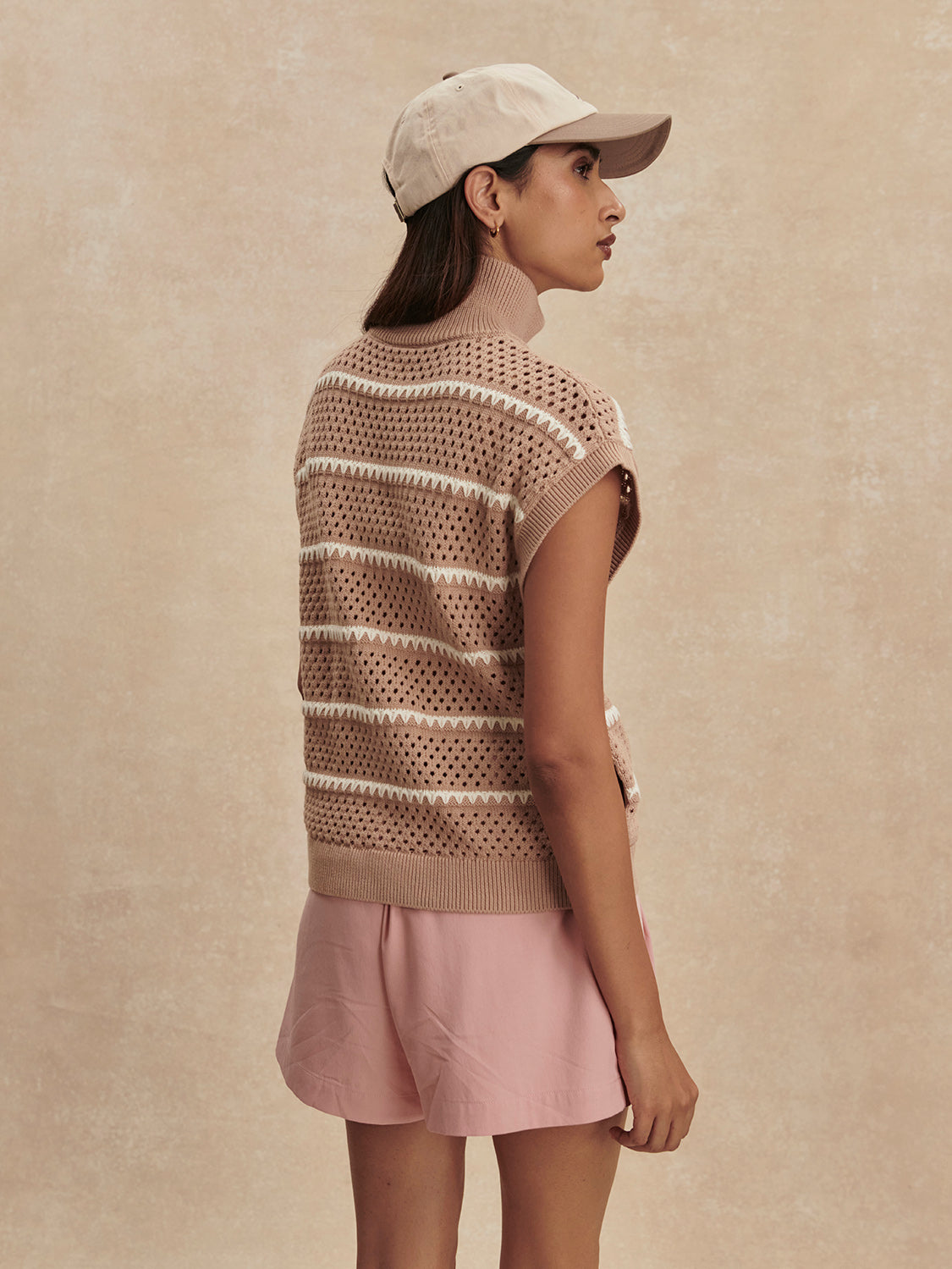 Haney Zip Through Knit- Light Taupe
