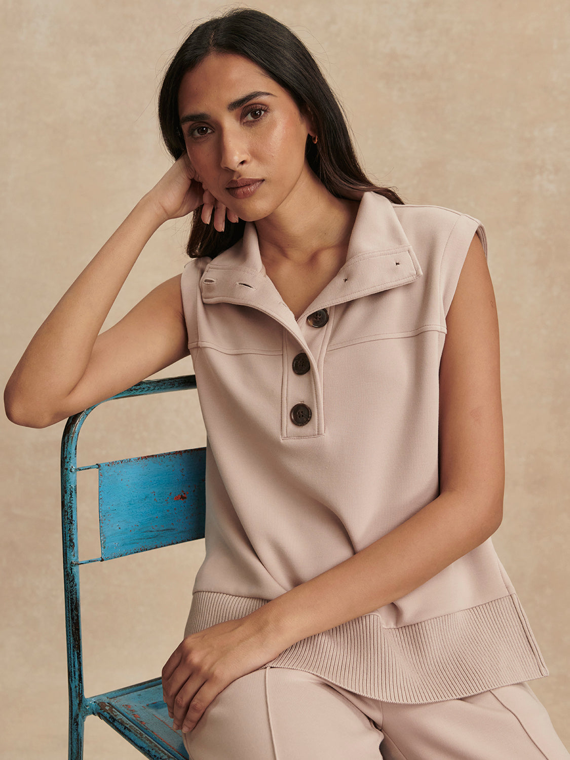 Conall Button Tank- Mushroom