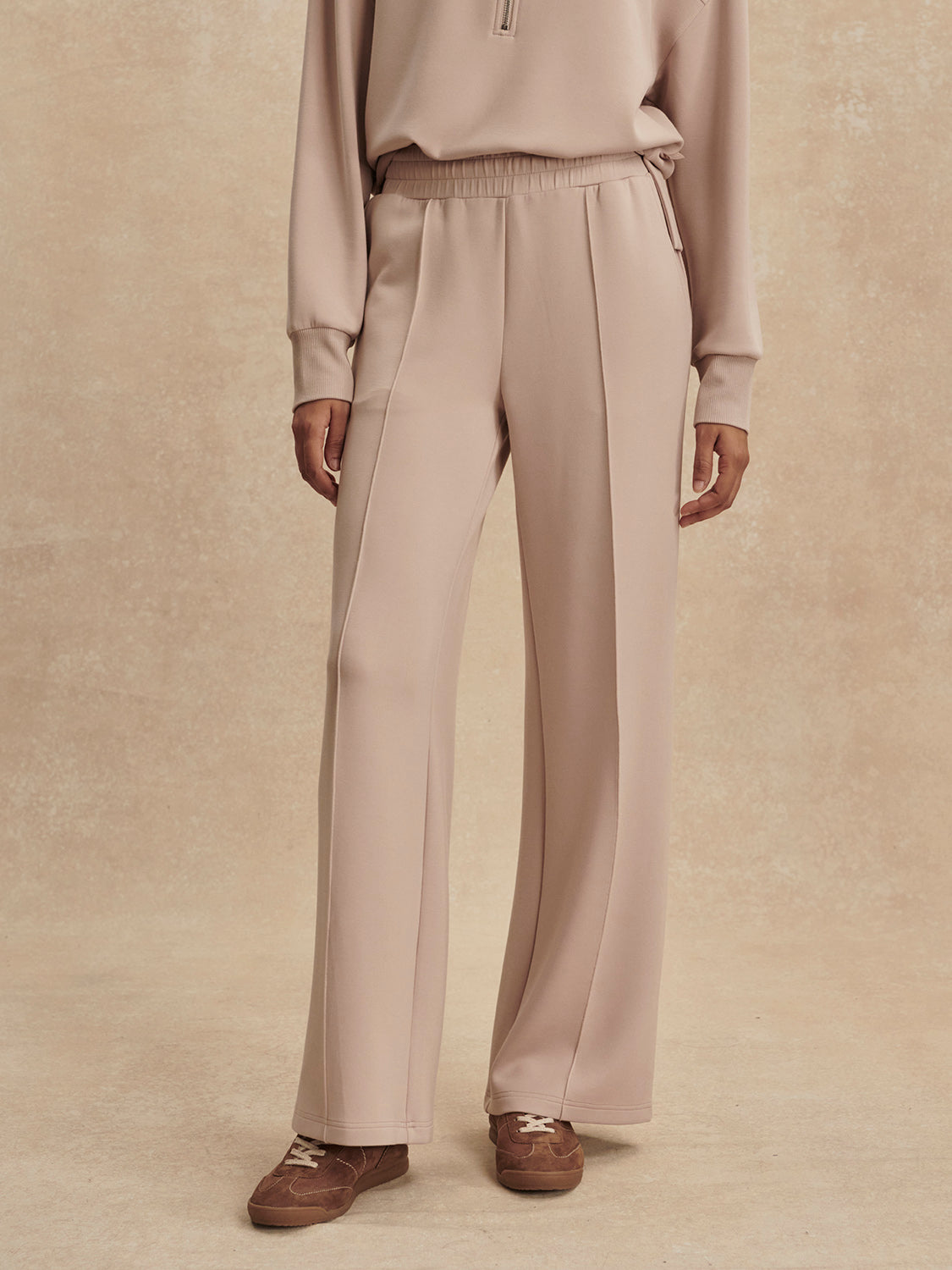 The Wide Leg Pant 30"- Mushroom