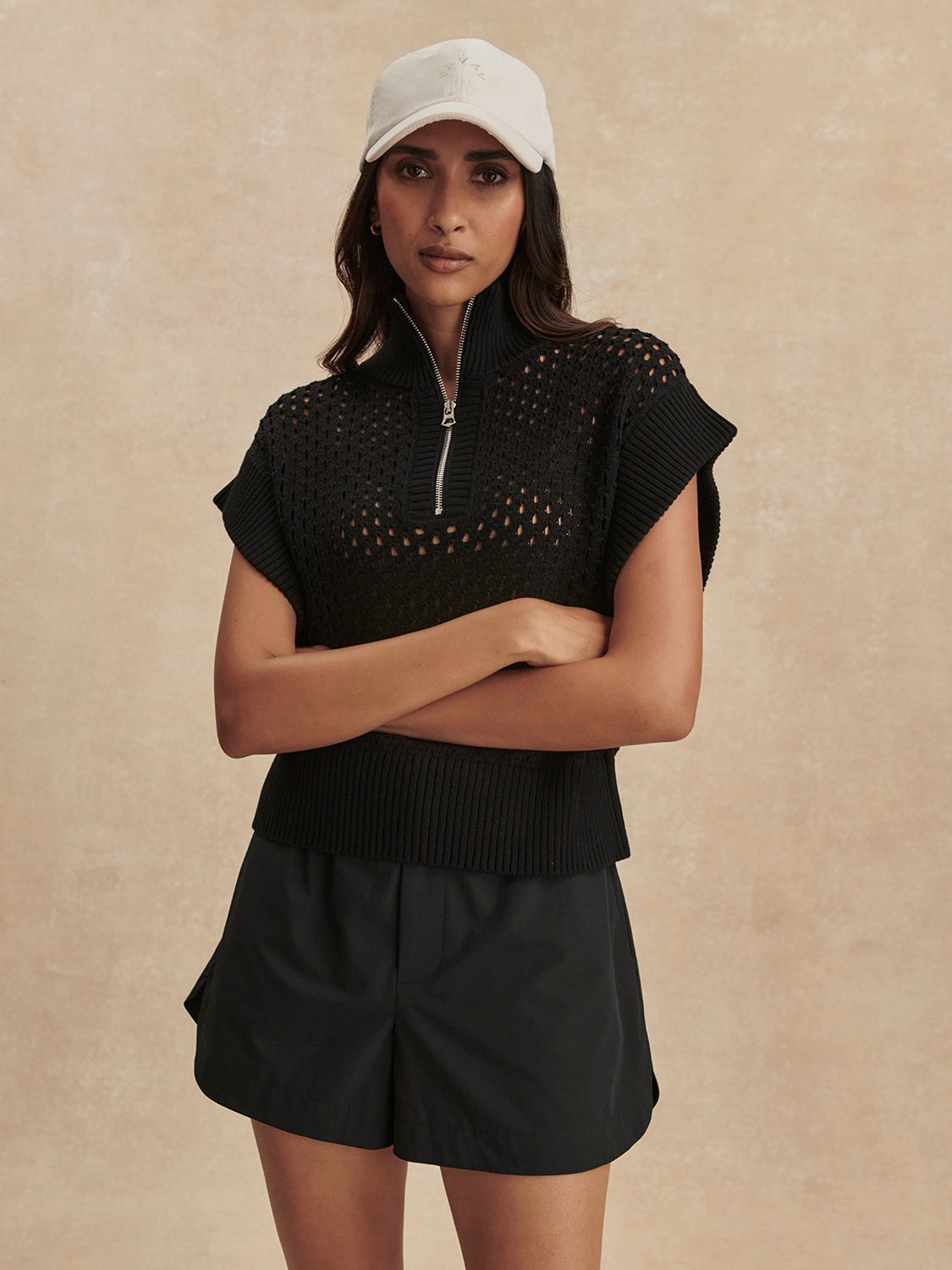 Gaines Half Zip Knit- Black