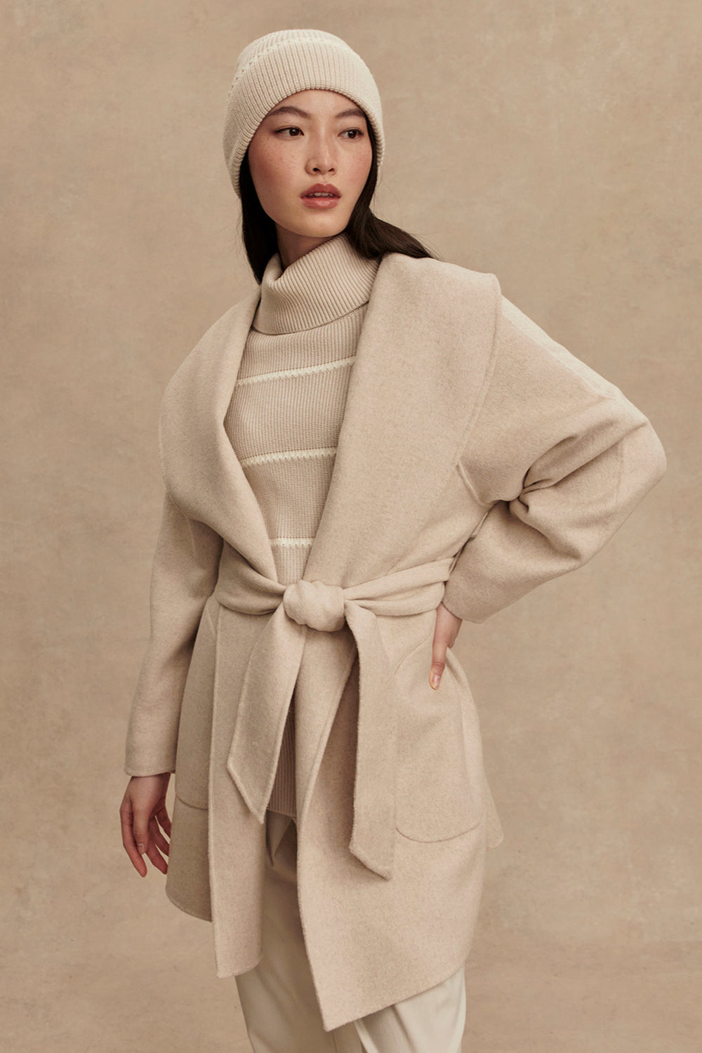 Edgemere Wrap Jacket- Pumice Stone Marl