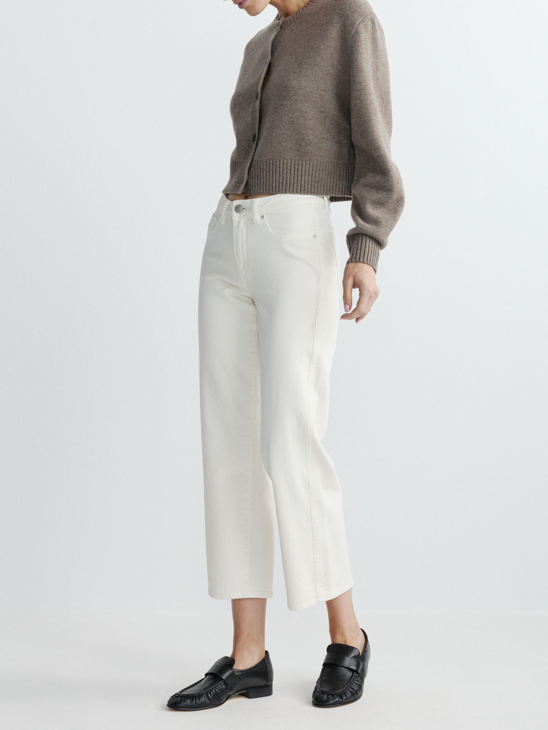 Pippa Refined Wide Leg-Mid Rise Ankle White