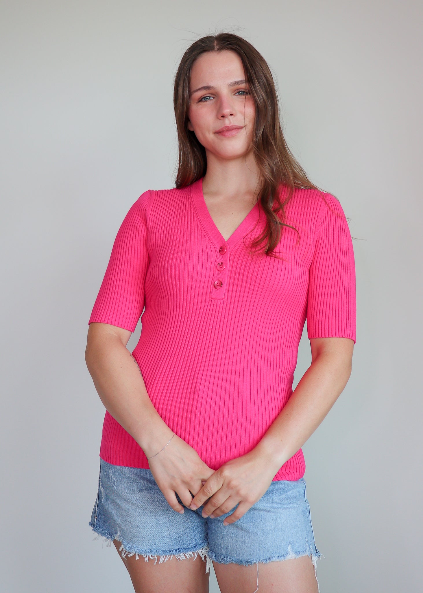 Jeanny Ribbed Sweater Top—Azalea Pink ***Final Sale***