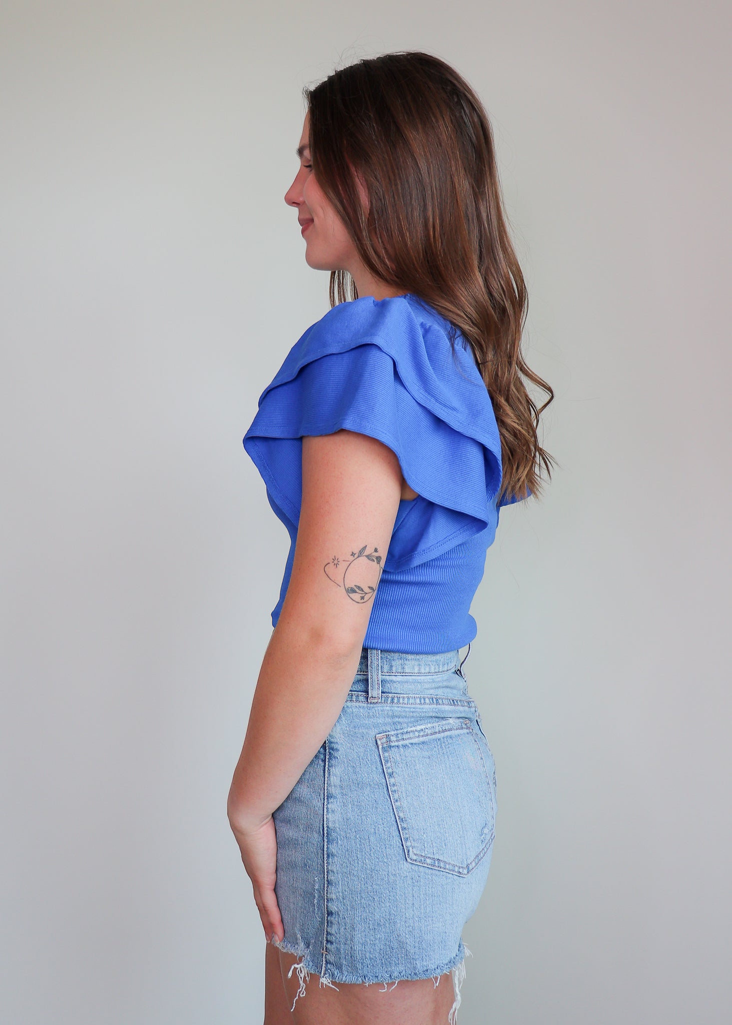Irina Flirty Tee—Blue Bottle **FINAL SALE**