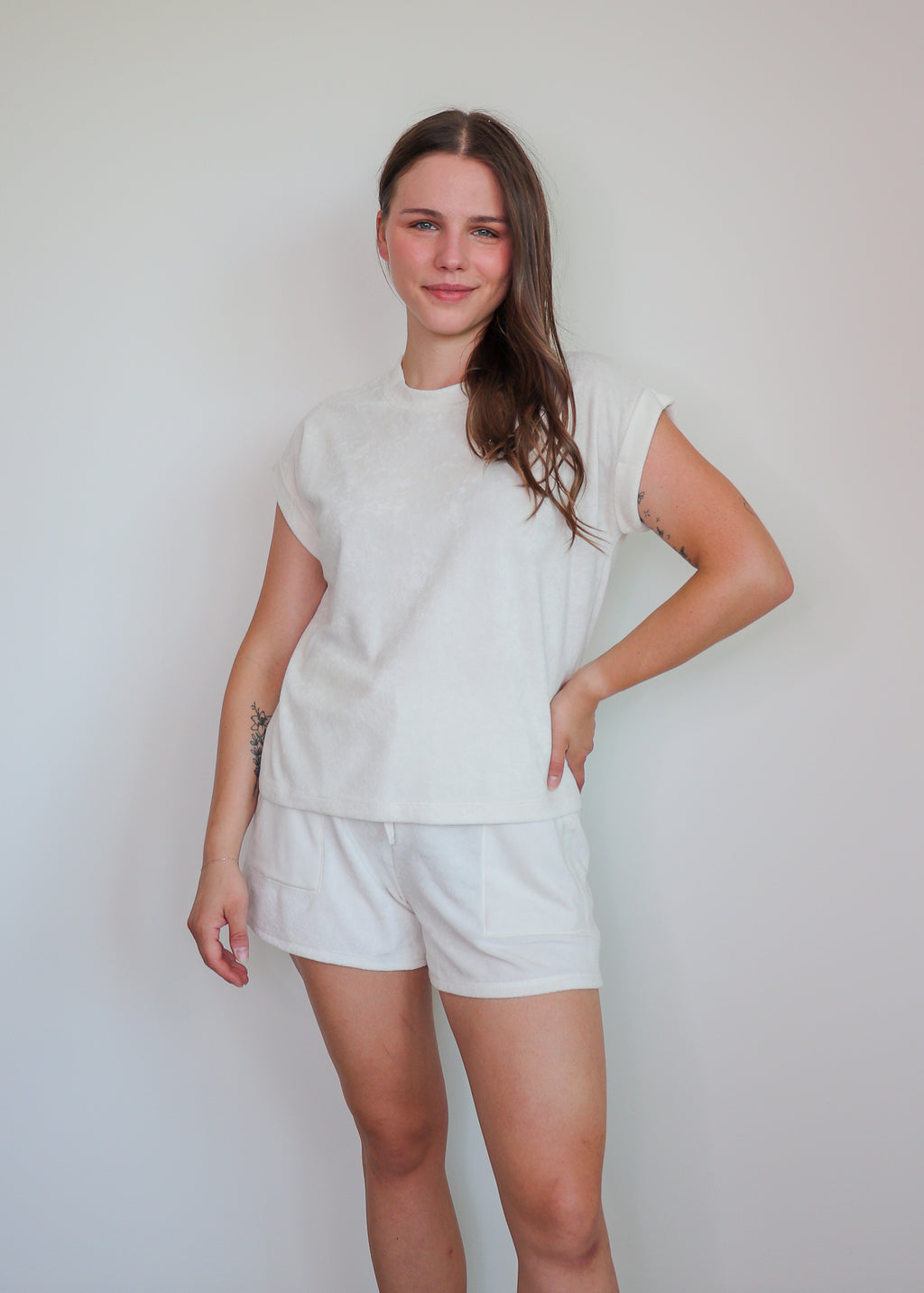 Towel Terry Short Sleeve Sweatshirt—Moonstone