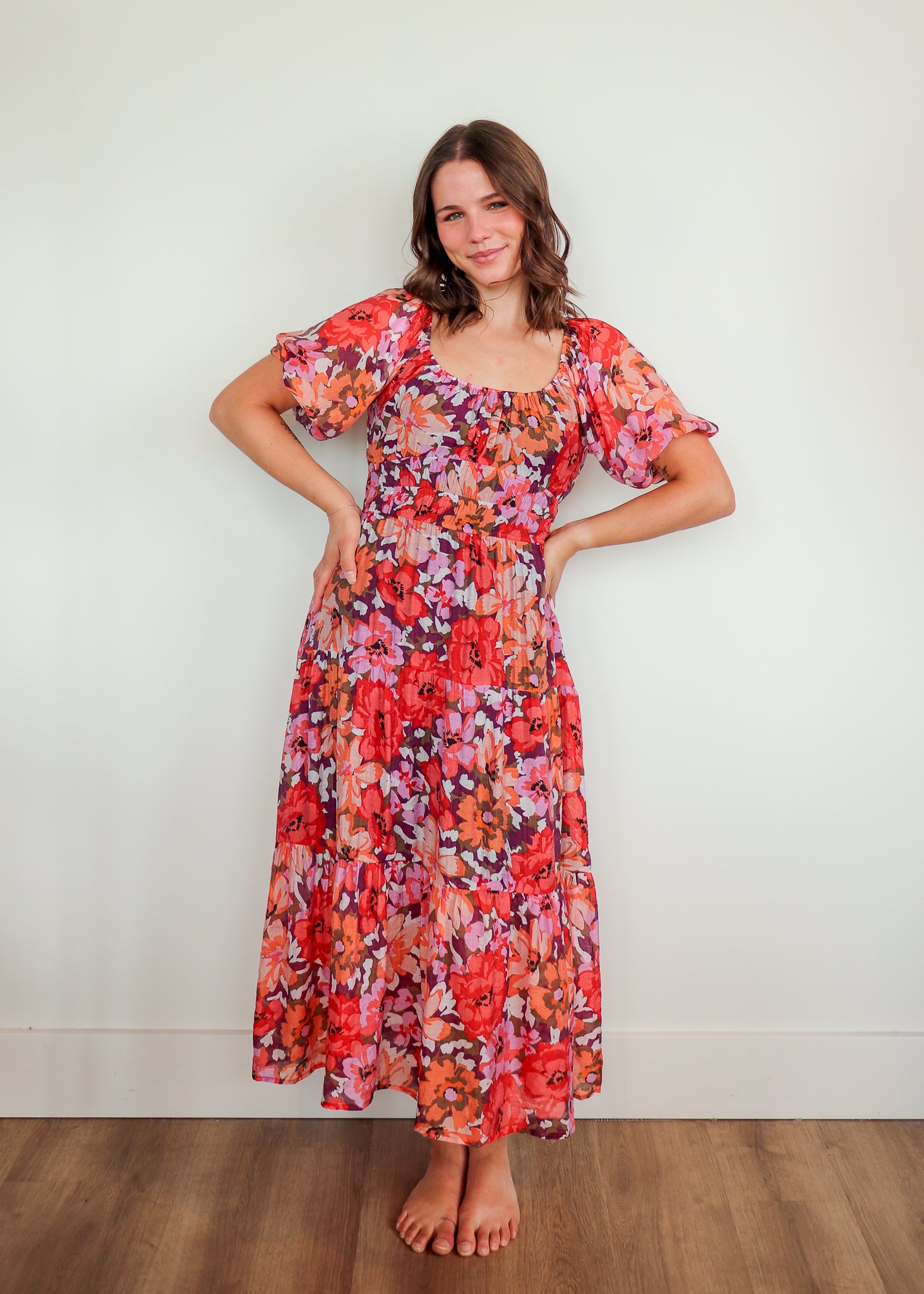 Zanita Tiered Midi Dress- Bright Floral *FINAL SALE*