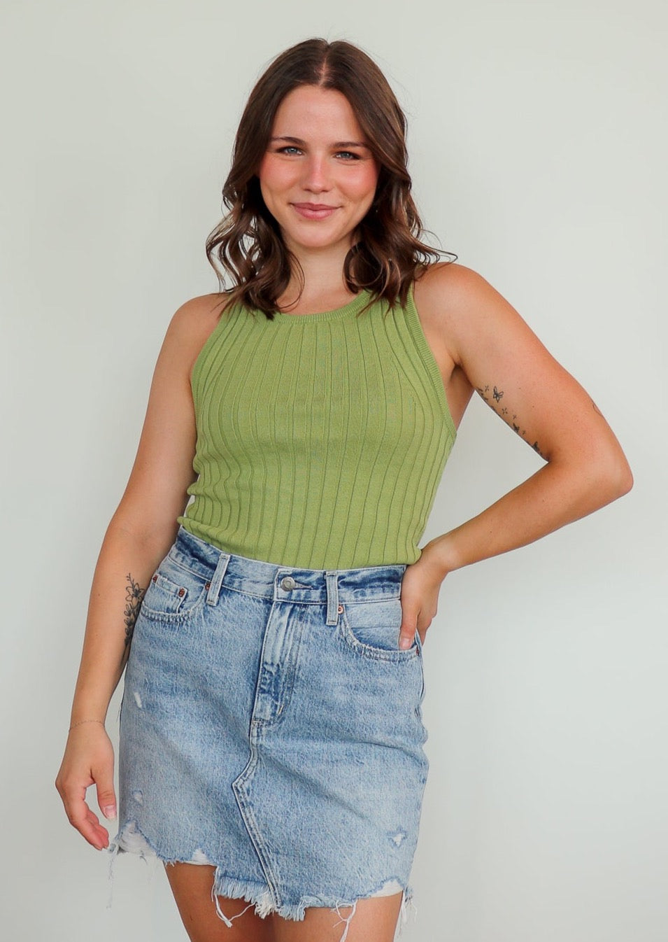 Ione Sweater Tank—Green