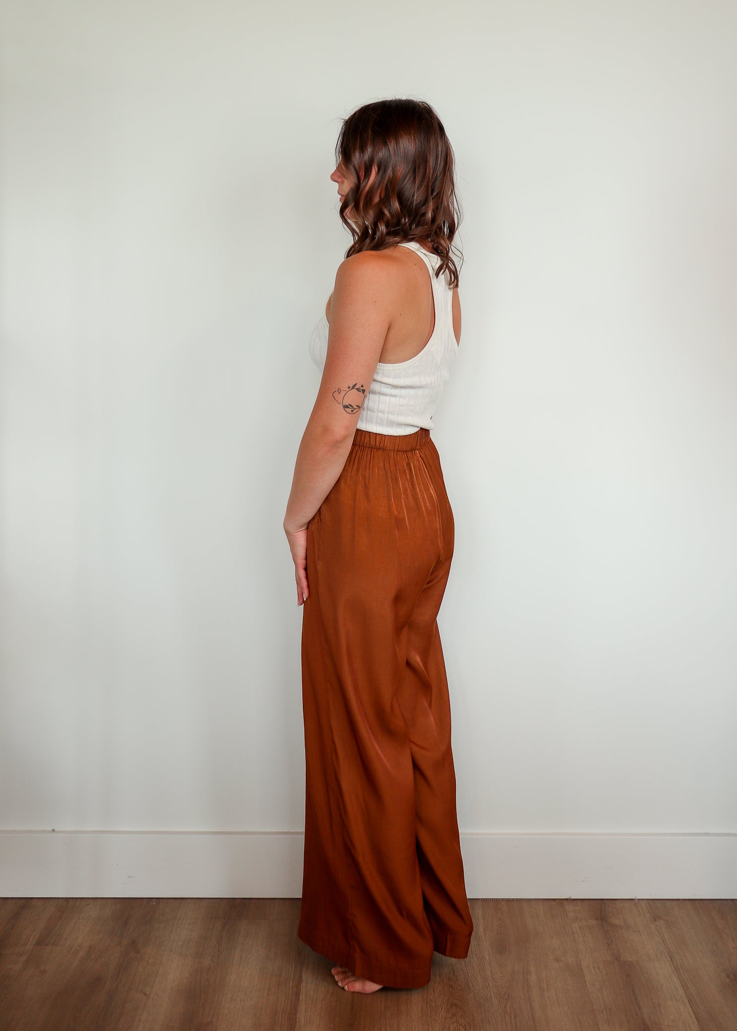 Eva Wide Leg Pants—Toffee Brown