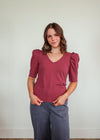 Emily Puff Sleeve V-Neck Tee