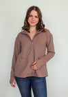 Jacquard Ribbed Hooded Jacket—Deep Taupe