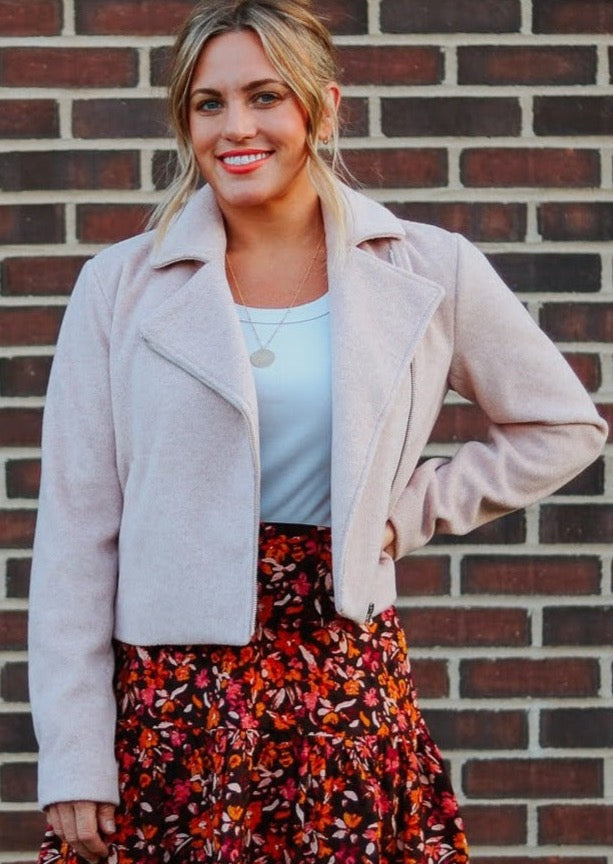 Amelia Moto Jacket- Bliss Pink **Final Sale**