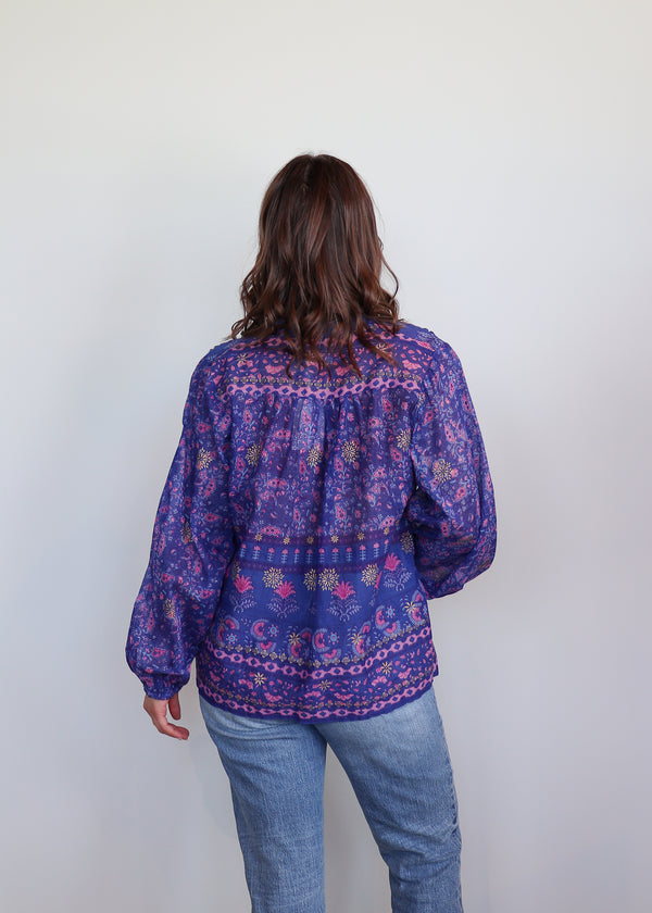 Ginger Printed Blouse—Indigo Print**FINAL SALE**