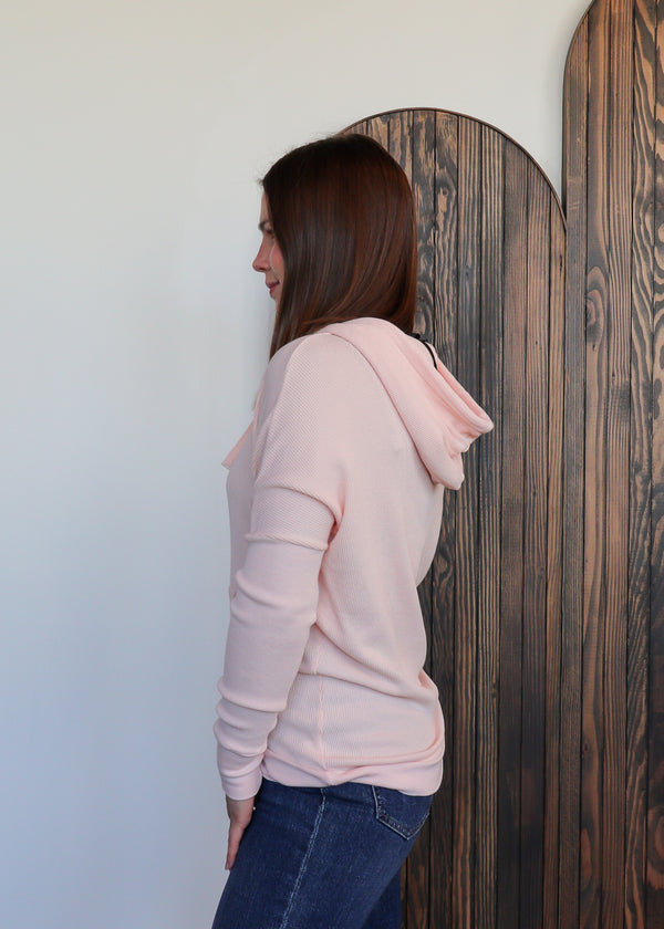 Long Sleeve Pocket Hoodie—Pink