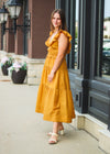 Kalista Textured Midi Dress—Mustard Yellow