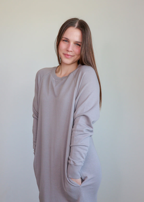 Midi Sweatshirt Dress—Grey**FINAL SALE**