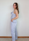 Smocked Waist Jumpsuit-Light Blue/Grey **FINAL SALE**