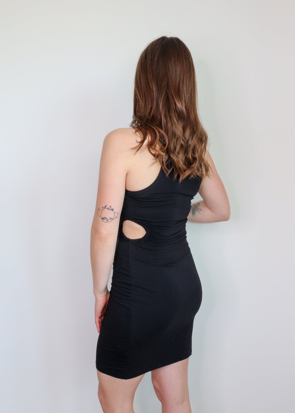 Cut-Out High Neck Dress—Black