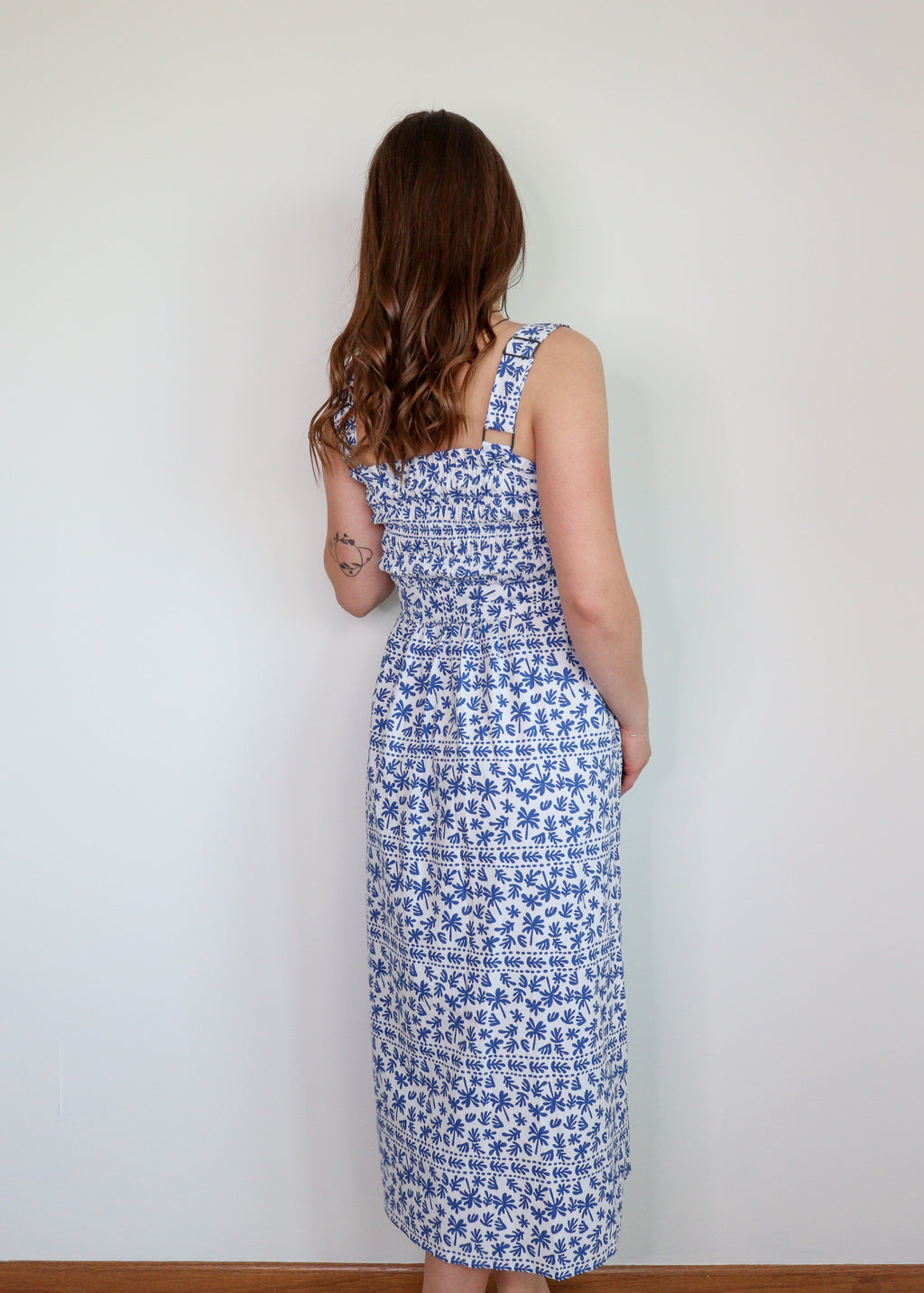 Ithica Midi Dress—Blue/White