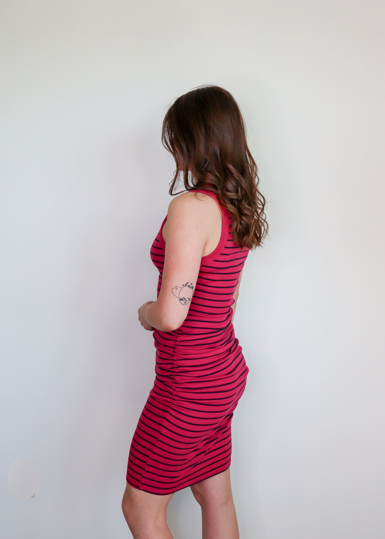 Demi Midi Dress—Sangria/Admiral Stripe