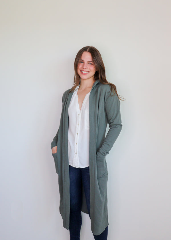 Duster Pocket Cardigan—Dark Sage **FINAL SALE **