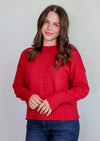 Raspberry Red Cotton Boucle Popover Sweater **FINAL SALE**
