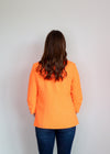 Casual Bright Neon Tangerine Blazer With Floral Lining