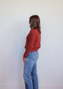 Fran Crop Sweater Cardigan—Pecan